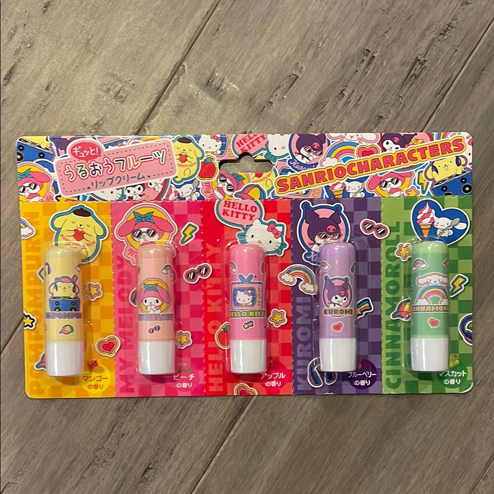 Sanrio Characters Lip Balm Set - Pink, Yellow, Purple, Green